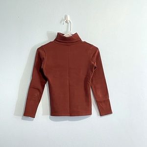 Brown 3/4 Sleeve Turtleneck